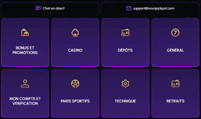 nova jackpot casino support